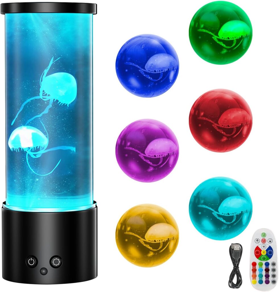 Lampe Méduse Gmypic : 17 Couleurs, 4 Modes, Télécommande ! Idéale pour Noël, Anniversaire. Alimentée par Piles/USB.