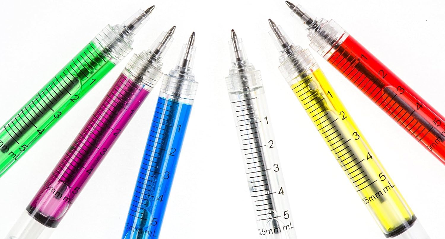 Stylos Seringue Colorés – Pack de 8 Pour Étudiants en Médecine