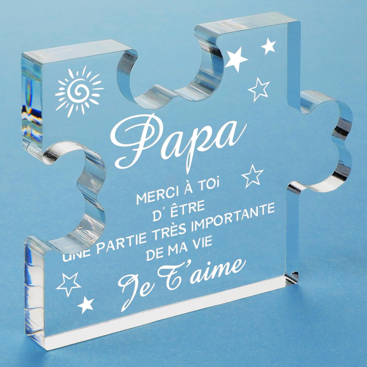Funnli Bloc Acrylique Gravé: Cadeau Unique pour Papa